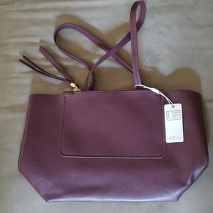 Burgundy Double Zip Pocket Tote